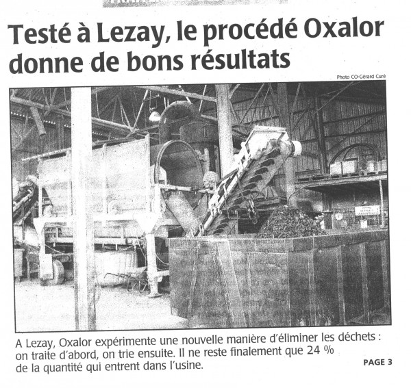 Testé à Lezay, le procédé Oxalor donne de bons résultats